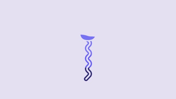 Icona Dello Sperma Blu Isolata Sfondo Viola Animazione Grafica Video — Video Stock