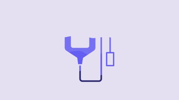 Blue Bag Icon Isolated Purple Background Blood Bag Donate Blood — Vídeos de Stock