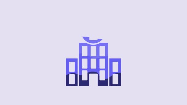 Blue Medical Hospital Building Cross Icon Isolated Purple Background Medical — 비디오