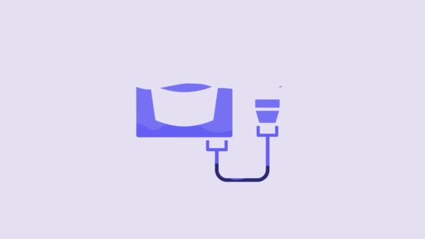 Icône Échographique Bleue Isolée Sur Fond Violet Matériel Médical Animation — Video