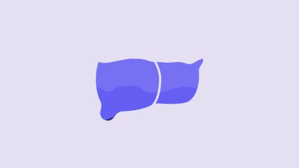 Blaues Symbol Der Menschlichen Organleber Isoliert Auf Violettem Hintergrund Video — Stockvideo