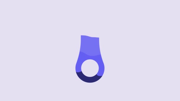 Blue Zipper Icon Isolated Purple Background Video Motion Graphic Animation — Vídeo de Stock