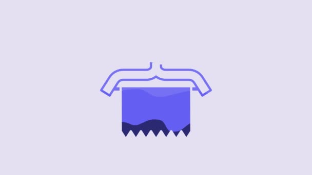 Blue Hanger Wardrobe Icon Isolated Purple Background Clean Towel Sign — ストック動画