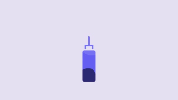 Blue Awl Tool Wooden Handle Icon Isolated Purple Background Work — Wideo stockowe