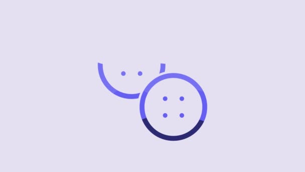 Blue Sewing Button Clothes Icon Isolated Purple Background Clothing Button — Vídeo de Stock