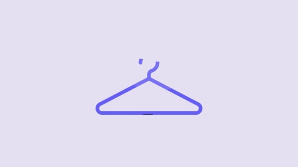 Blue Hanger Wardrobe Icon Isolated Purple Background Cloakroom Icon Clothes — Video