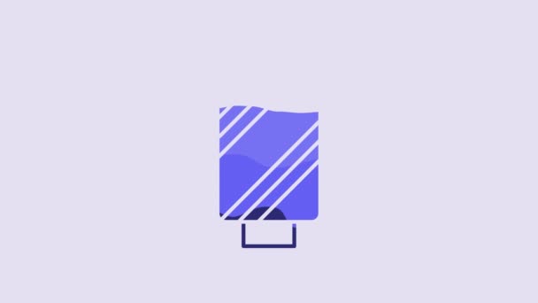 Синя Швейна Нитка Піктограмі Котушки Ізольована Фіолетовому Фоні Пряжа Гойдається — стокове відео