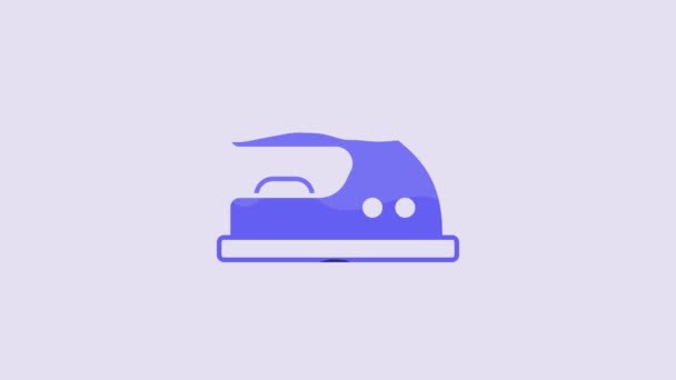 Blue Electric Iron Icon Isolated Purple Background Steam Iron Video — Vídeo de Stock