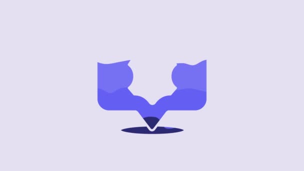 Icono Cuero Azul Aislado Sobre Fondo Púrpura Animación Gráfica Vídeo — Vídeo de stock