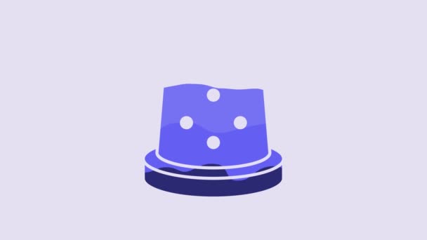 Dedo Azul Para Coser Icono Aislado Sobre Fondo Púrpura Animación — Vídeos de Stock