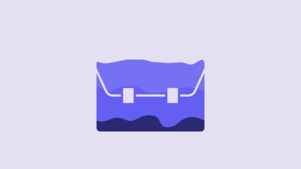 Blue Briefcase Icon Isolated Purple Background Business Case Sign Business — Stockvideo