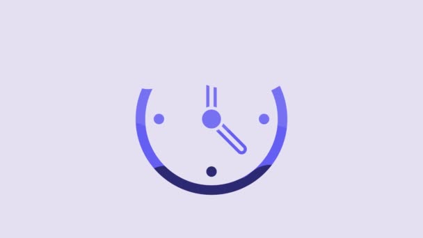 Ikona Blue Clock Odizolowana Fioletowym Tle Symbol Czasu Animacja Graficzna — Wideo stockowe