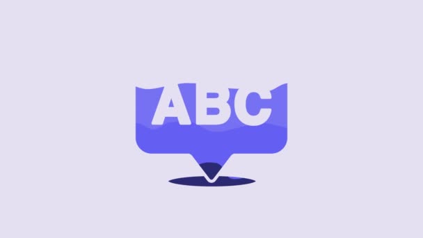 Blue Alphabet Icon Isolated Purple Background Video Motion Graphic Animation — Stockvideo