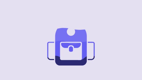 Blue School Backpack Icon Isolated Purple Background Video Motion Graphic — Stock videók