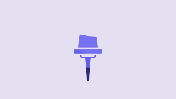 Azul Push Pin Icono Aislado Sobre Fondo Púrpura Signo Chinchetas — Vídeos de Stock