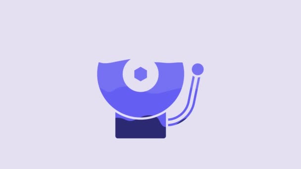 Blue Ringing Alarm Bell Icon Isolated Purple Background Alarm Symbol — Video Stock