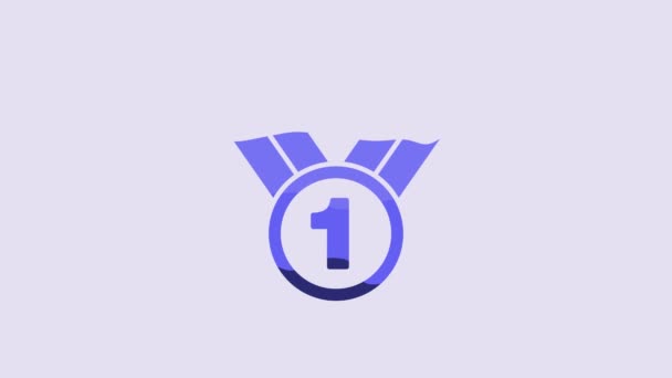 Blue Medal Icon Isolated Purple Background Winner Symbol Video Motion — Stock videók