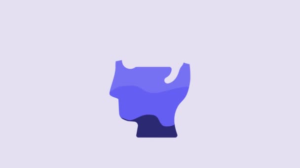 Icono Cerebral Humano Azul Aislado Sobre Fondo Púrpura Animación Gráfica — Vídeo de stock