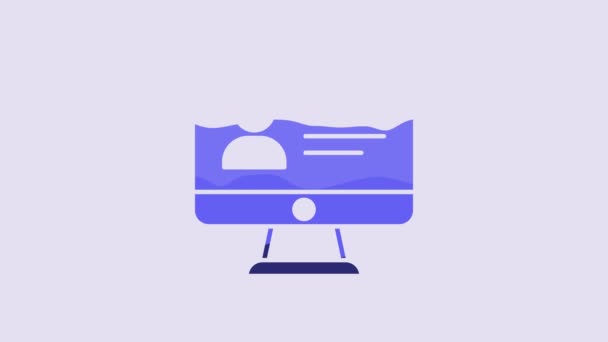 Blue Online Class Icon Isolated Purple Background Online Education Concept — Stock Video