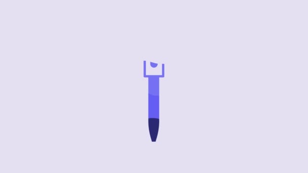 Ikona Blue Pen Odizolowana Fioletowym Tle Animacja Graficzna Ruchu Wideo — Wideo stockowe