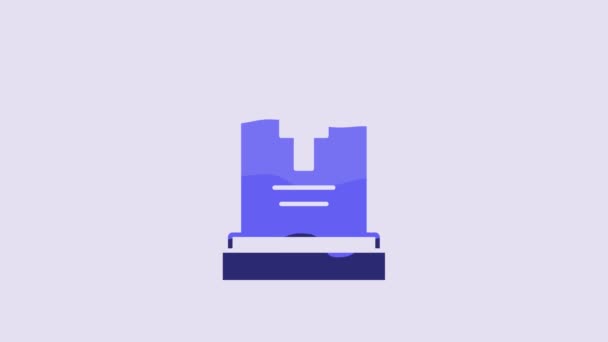 Tumba Azul Con Icono Lápida Aislado Sobre Fondo Púrpura Animación — Vídeos de Stock
