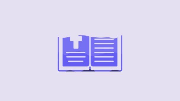 Libro Sagrada Biblia Azul Icono Aislado Sobre Fondo Púrpura Animación — Vídeo de stock