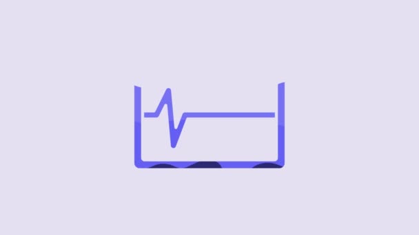 Blue Beat Tot Monitor Symbol Isoliert Auf Violettem Hintergrund Ekg — Stockvideo