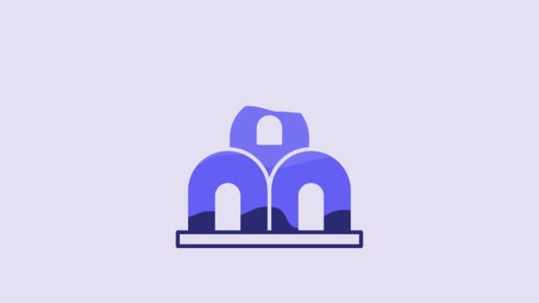 Blue Church Building Icon Isolated Purple Background Christian Church Religion — Video