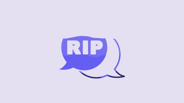 Blue Speech Bubble Rip Death Icon Isolated Purple Background Video — ストック動画
