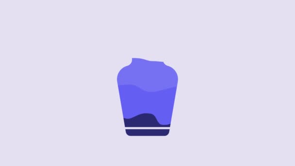 Блакитна Піктограма Похоронної Урни Ізольована Фіолетовому Фоні Кремація Поховання Контейнерів — стокове відео