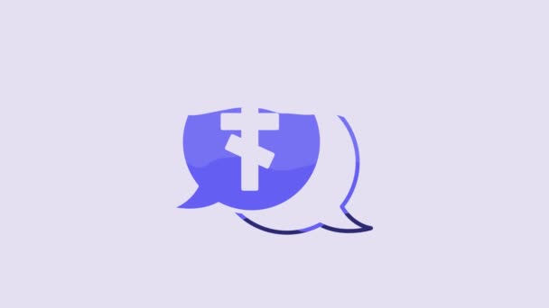 Blue Grave Cross Icon Isolated Purple Background Video Motion Graphic — Stockvideo