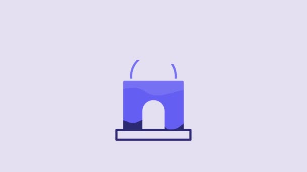 Blue Old Crypt Icon Isolated Purple Background Cemetery Symbol Ossuary — Stok video