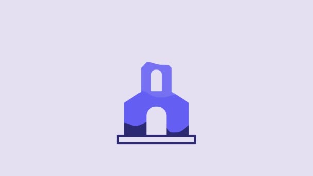 Ікона Синьої Церкви Ізольована Фіолетовому Фоні Християнська Церква Релігія Церкви — стокове відео