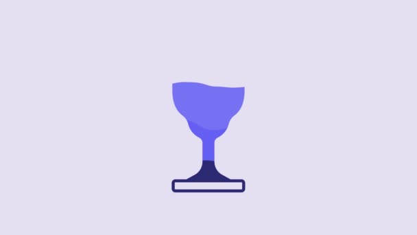 Blue Christian Chalice Icon Isolated Purple Background Christianity Icon Happy — Stockvideo