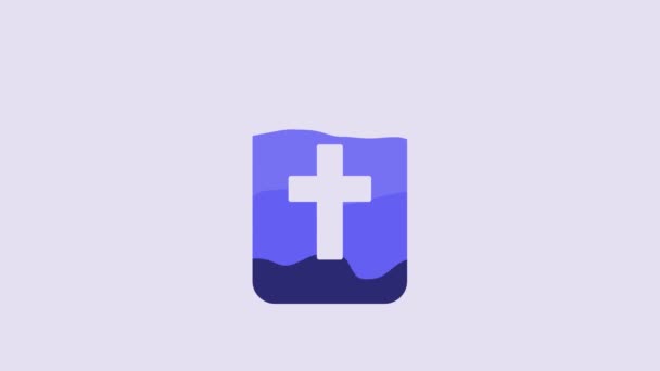 Blue Funeral Urn Icon Isolated Purple Background Cremation Burial Containers — Stok video