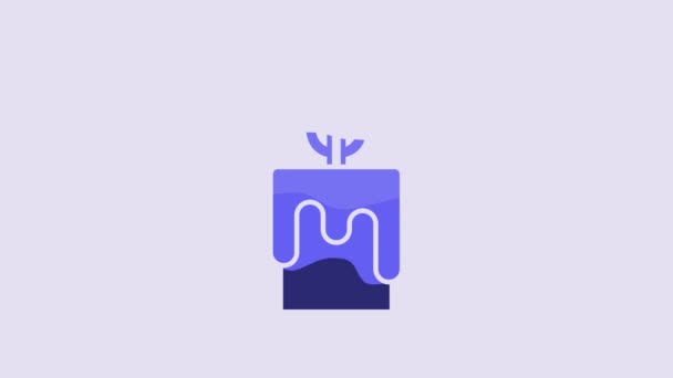 Blue Burning Candle Icon Isolated Purple Background Cylindrical Candle Stick — Video