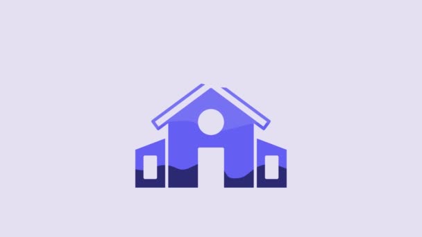 Blue Church Building Icon Isolated Purple Background Christian Church Religion — Wideo stockowe