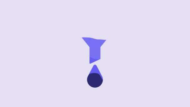 Blue Funnel Filter Icon Isolated Purple Background Video Motion Graphic — Stock Video