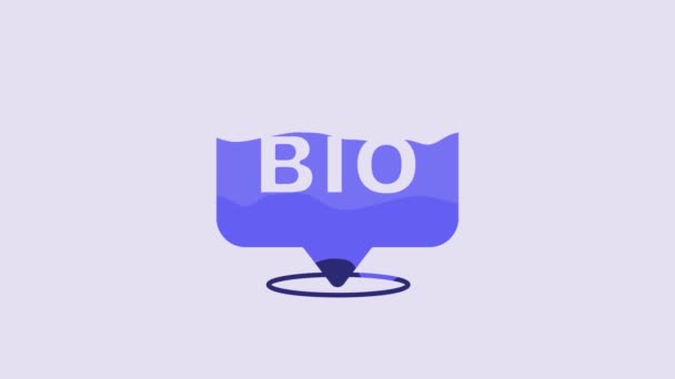 Blue Bio Green Healthy Food Icon Isolated Purple Background Organic — Stockvideo