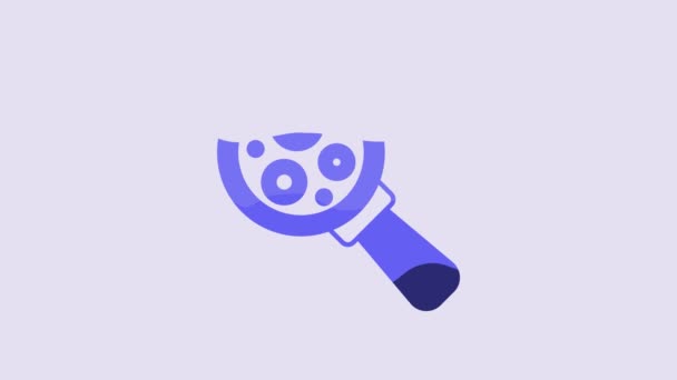 Blue Microorganisms Magnifier Icon Isolated Purple Background Bacteria Germs Cell — Video Stock