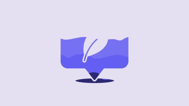 Ubicación Azul Con Icono Hoja Aislada Sobre Fondo Púrpura Concepto — Vídeo de stock