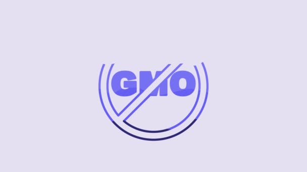 Ikon Blue Gmo Terisolasi Pada Latar Belakang Ungu Organisme Termodifikasi — Stok Video