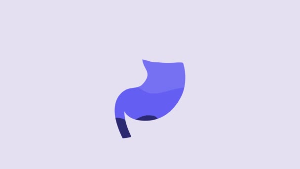 蓝色的人的胃图标孤立在紫色的背景 4K视频运动图形动画 — 图库视频影像