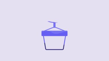 Blue Plant in pot icon isolated on purple background. Plant growing in a pot. Potted plant sign. 4K Video motion graphic animation.