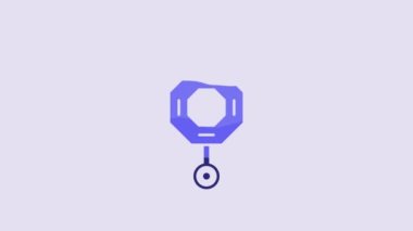Blue Chinese paper lantern icon isolated on purple background. 4K Video motion graphic animation.