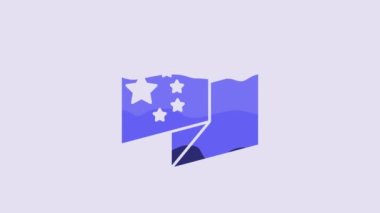 Blue China flag icon isolated on purple background. 4K Video motion graphic animation.