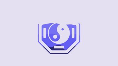 Blue Yin Yang symbol of harmony and balance icon isolated on purple background. 4K Video motion graphic animation.