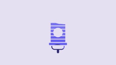 Blue Chinese paper lantern icon isolated on purple background. 4K Video motion graphic animation.