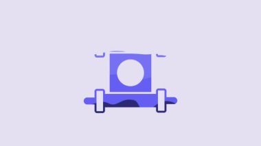 Blue Decree, paper, parchment, scroll icon icon isolated on purple background. Chinese scroll. 4K Video motion graphic animation.