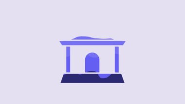 Blue Traditional chinese house icon isolated on purple background. 4K Video motion graphic animation.